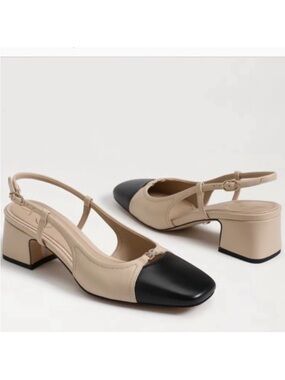 Sam Edelman Pumps Tarra 2 Sling back Square Cap Toe 2” Heel Tan Black Size 8